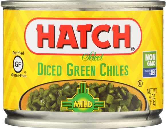 HATCH: Peeled Green Chiles Diced Mild, 4 oz
