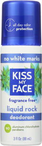 KISS MY FACE: Liquid Rock Fragrance Free Roll-On Deodorant, 4.5 oz