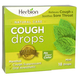 HERBION NATURALS: Cough Drops Mint,18 pc