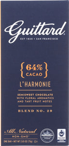 GUITTARD: 64% Cacao L’Harmonie Semi Sweet Chocolate, 2.65 oz