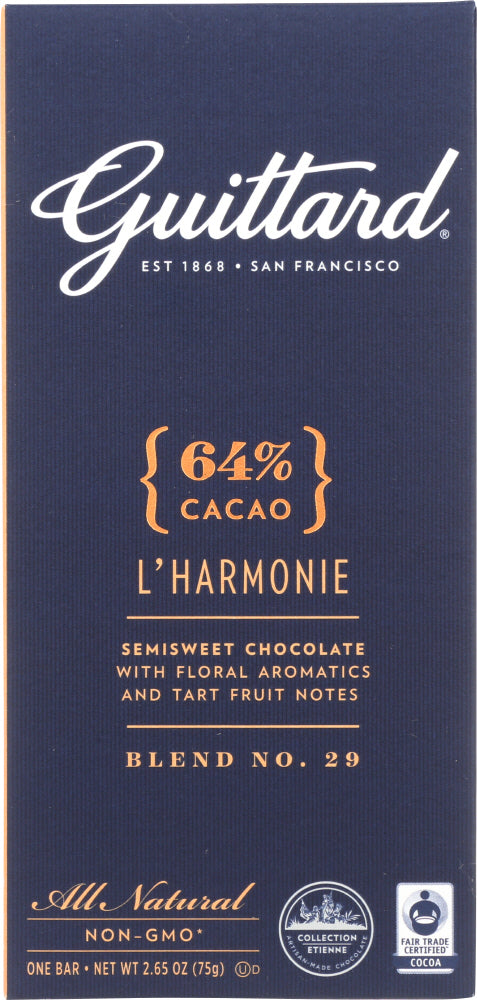 GUITTARD: 64% Cacao L’Harmonie Semi Sweet Chocolate, 2.65 oz