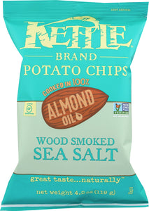 KETTLE BRAND: Almond Oil Potato Chips Wood Smoked Sea Salt, 4.2 oz