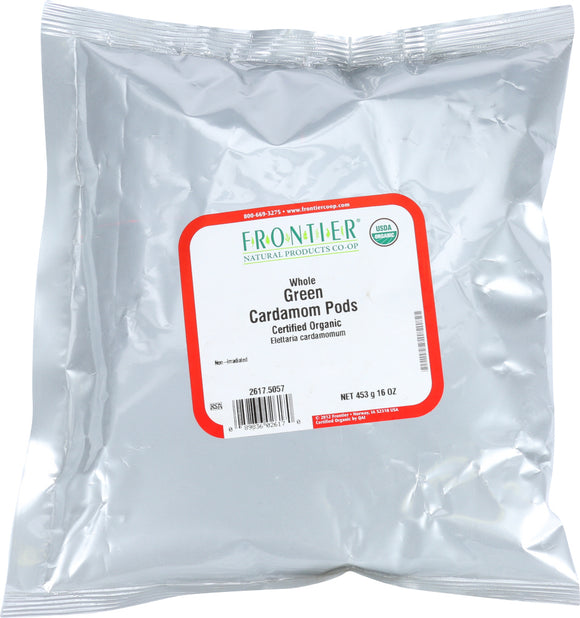 FRONTIER HERB: Organic Cardamom Pods Green Whole, 16 oz