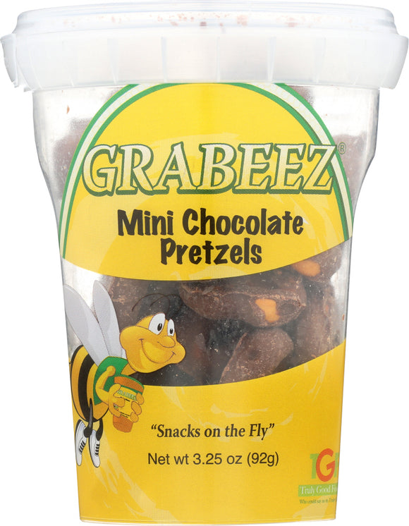 GRABEEZ SNACK CUPS: Mini Chocolate Pretzels Snack Cup, 3.25 oz