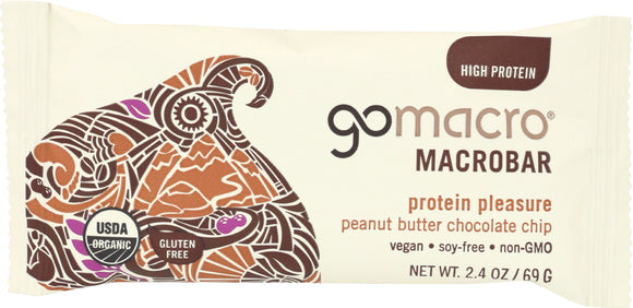 GOMACRO: MacroBar Protein Pleasure Peanut Butter Chocolate Chip, 2.5 oz