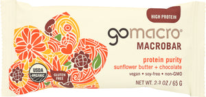 GOMACRO: MacroBar Protein Purity Sunflower Butter + Chocolate, 2.3 oz