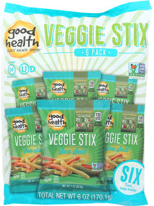 GOOD HEALTH: Veggie Stix Single Serve 6 Pack, 6 oz
