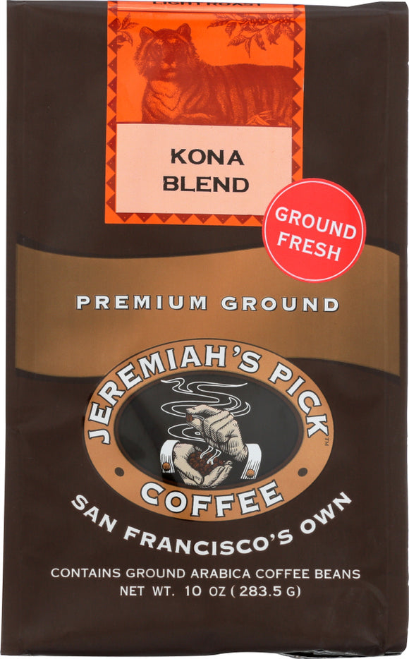 JEREMIAHS PICK COFFEE: Kona Blend Ground Coffee, 10 oz
