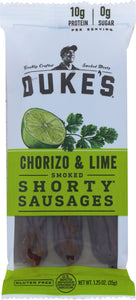 DUKES: Chorizo and Lime Smoked Shorty Sausages, 1.25 oz