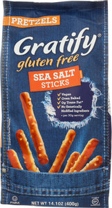 GRATIFY: Gluten Free Pretzels Sea Salt Sticks, 14.1 oz