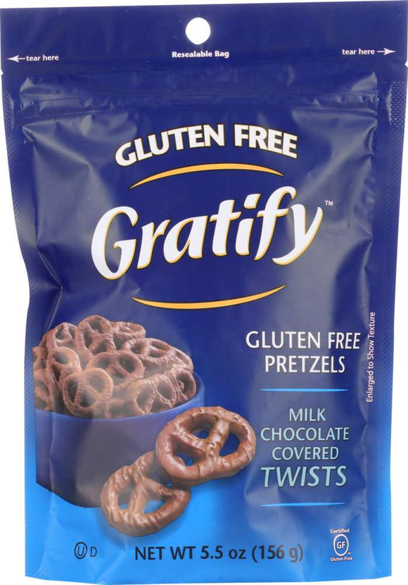 GRATIFY: Pretzels Milk Chocolate Covered Twists Gluten Free, 5.5 oz