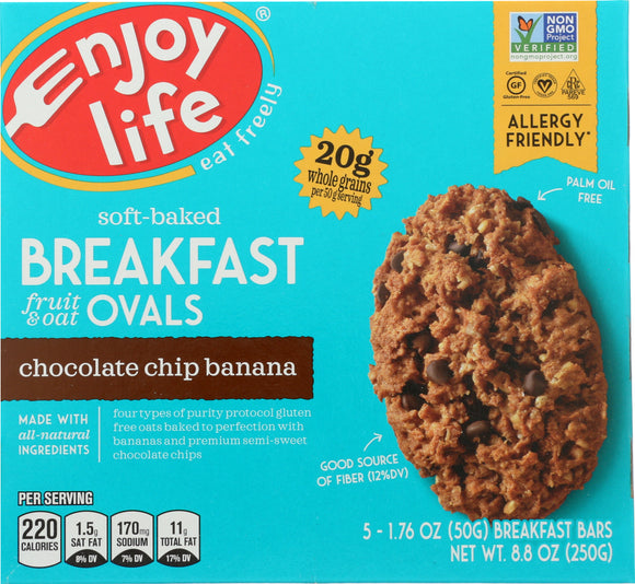 ENJOY LIFE: Chocolate Chip Oval Breakfast Bar, 8.8 oz