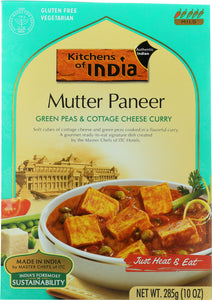 KITCHENS OF INDIA: Entre Read To Eat Mutter Paneer Green Peas, 10 oz