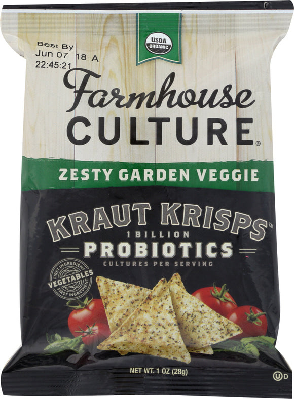 FARMHOUSE CULTURE: Zesty Garden Veggie Kraut Krisps, 1 oz