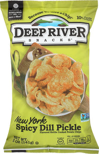 DEEP RIVER: New York Spicy Dill Pickle Kettle Cooked Potato Chips, 5 oz