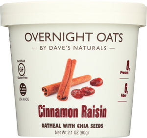 DAVES GOURMET: Oats in Cup Cinnamon Raisin, 2.1 oz