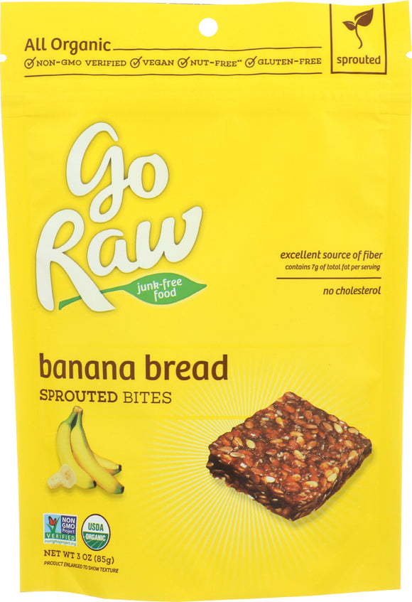 GO RAW: Organic Sprouted Bites Banana Bread, 3 oz