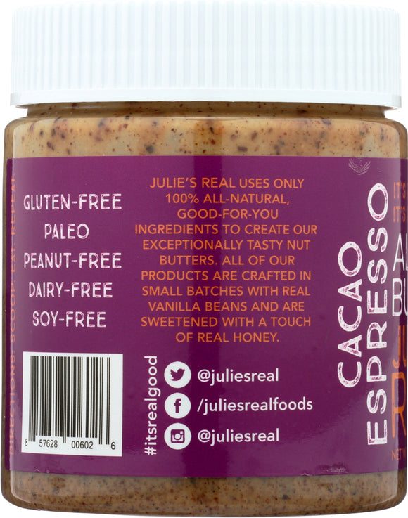 JULIES REAL: Cacao Espresso Almond Butter, 9 oz