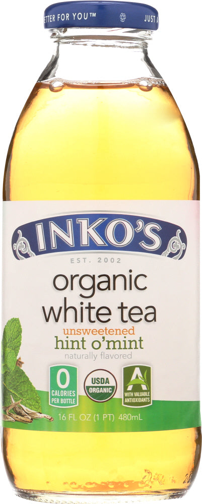INKOS:  White Tea Organic Unsweetened Hint O'Mint, 16 oz