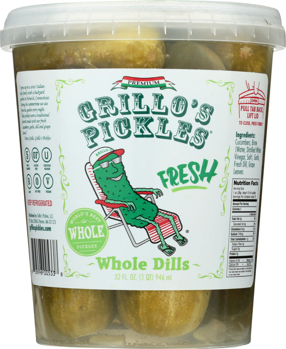 GRILLO'S PICKLES: Whole Dills, 32 oz