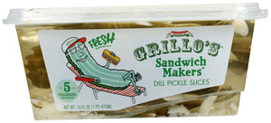 GRILLO'S PICKLES: Sandwich Makers Dill Pickle Slices, 16 oz