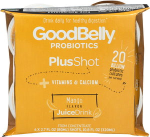 GOOD BELLY:  PlusShot Mango Probiotic Juice 4 Pack, 2.7 oz