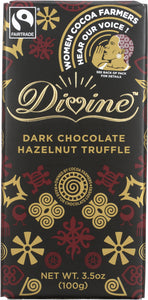 DIVINE CHOCOLATE: Dark Chocolate Hazelnut Truffle, 3.5 oz