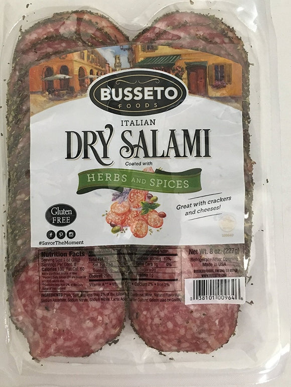 BUSSETO: Italian Dry Salami with Herbs & Spices, 8 oz