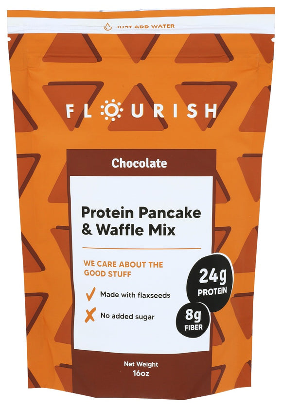 FLOURISH: Protein Pancake Waffle Mix Chocolate, 16 oz