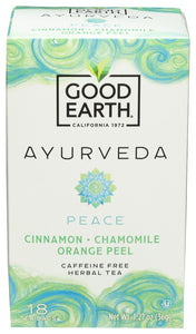 GOOD EARTH: Ayurveda Peace Tea, 18 bg