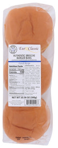 EURO CLASSIC: French Brioche Hamburger Buns – Presliced, 10.58 oz