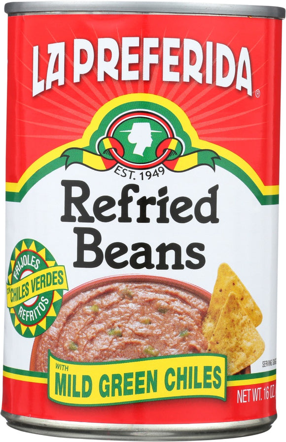 LA PREFERIDA: Bean Refried Grn Chilies, 16 oz