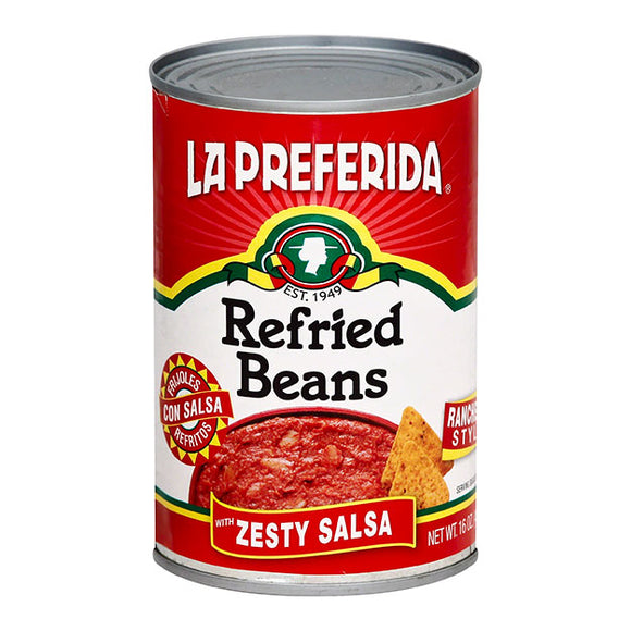 LA PREFERIDA: Bean Refried Zesty Salsa, 16 oz