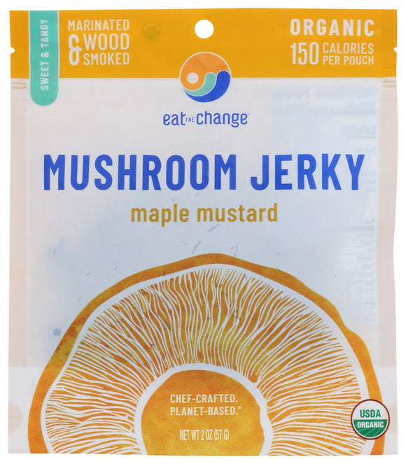 EAT THE CHANGE: Jerky Mshrm Maple Mustard, 2 oz