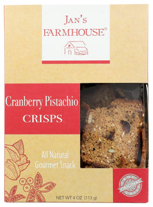 JANS FARMHOUSE: Crisps Cranberry Pistachi, 4 oz